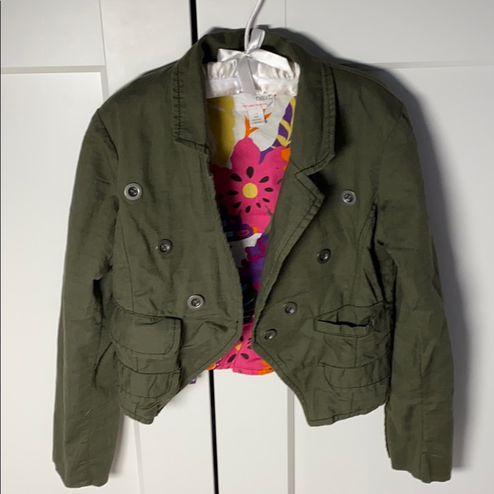 Next army green blazer size 7-8 years